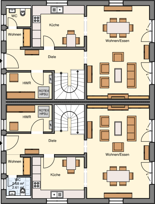 Doppelhaus-Werder 254qm Grundriss Erdgeschoss