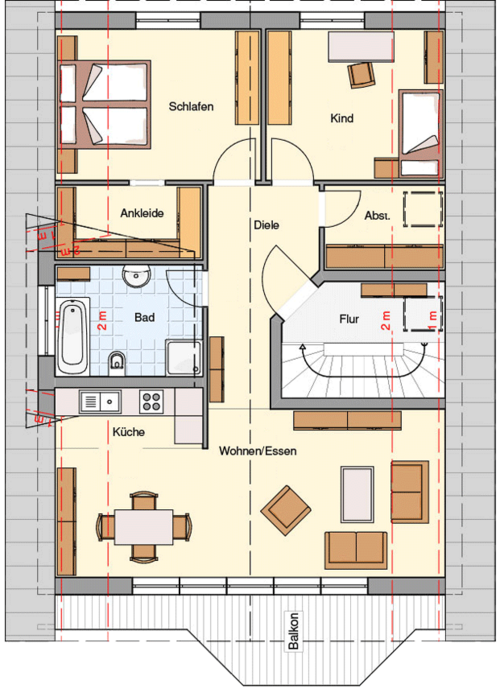 EWA-Zweifamilienhaus Großbeeren 202qm Hausbau Berlin Brandenburg Magdeburg Grundriss Dachgeschoss