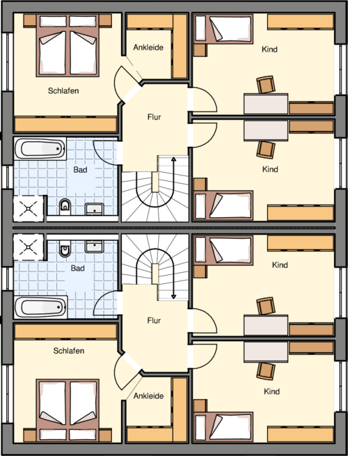 Doppelhaus-Werder 254qm Grundriss Obergeschoss